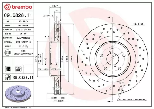 Remschijf BREMBO 09.C828.11)
