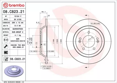 Remschijf BREMBO 08.C823.21)