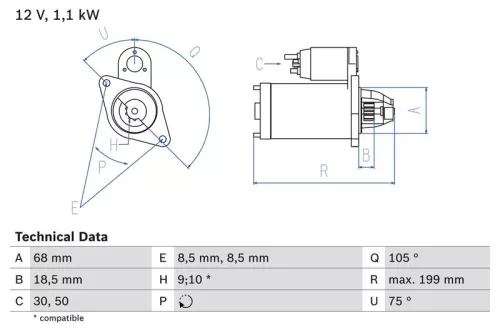 Starter BOSCH 0 986 020 870)