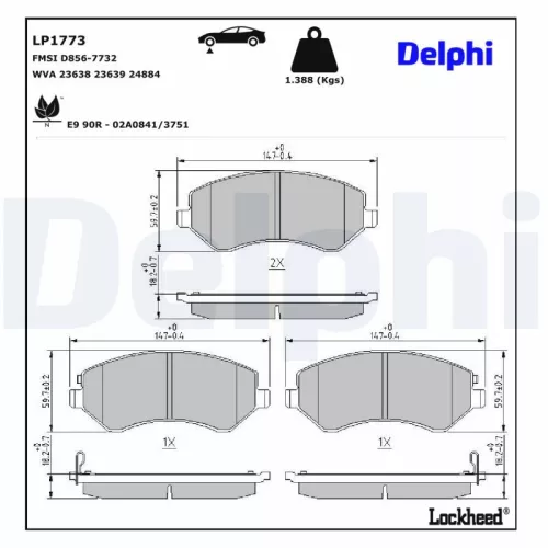 Brake Pad Set, disc brake DELPHI LP1773)