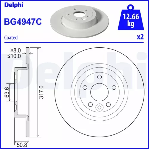 Remschijf DELPHI BG4947C)