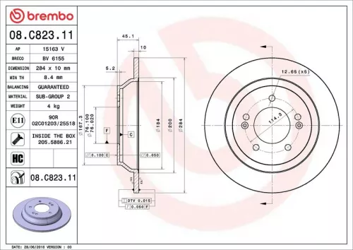 Remschijf BREMBO 08.C823.11)