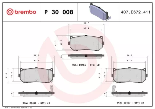 Remblokkenset, schijfrem BREMBO P 30 008)