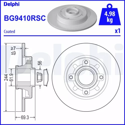 Brake Disc DELPHI BG9410RSC)