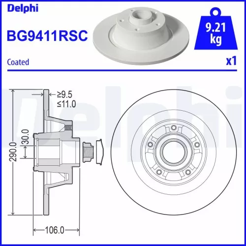 Remschijf DELPHI BG9411RSC)