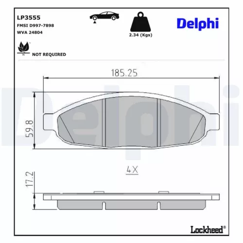 Remblokkenset, schijfrem DELPHI LP3555)
