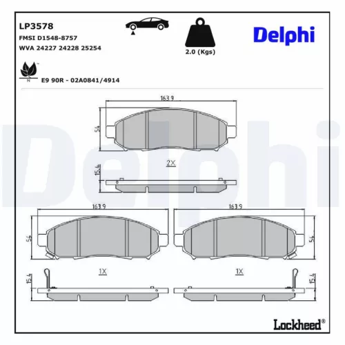 Remblokkenset, schijfrem DELPHI LP3578)