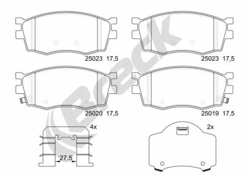 Brake Pad Set, disc brake BRECK 25019 00 702 00)