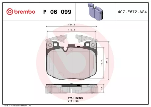 Remblokkenset, schijfrem BREMBO P 06 099)