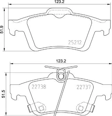 Brake Pad Set, disc brake BREMBO P 24 216)