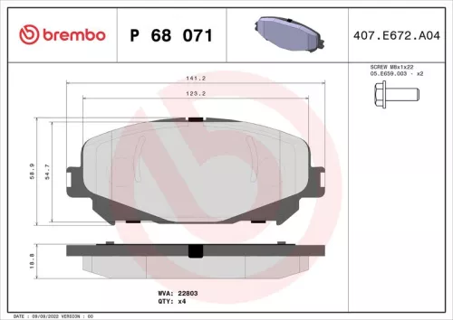 Remblokkenset, schijfrem BREMBO P 68 071)