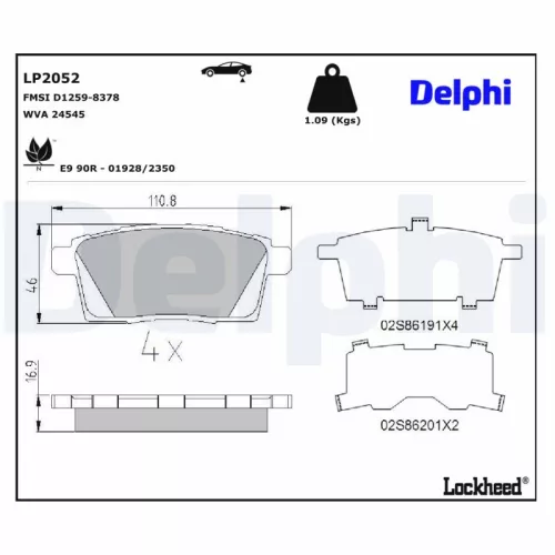 Remblokkenset, schijfrem DELPHI LP2052)