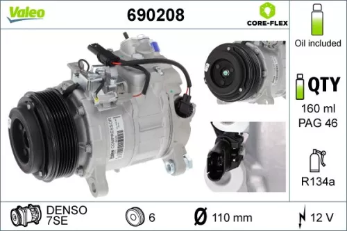 Compressor, airconditioning VALEO 690208)