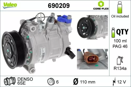 Compressor, air conditioning VALEO 690209)