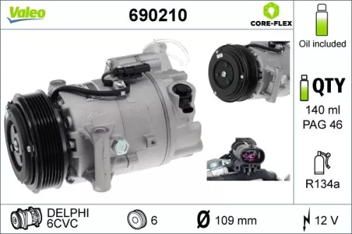 Compressor, air conditioning VALEO 690210)
