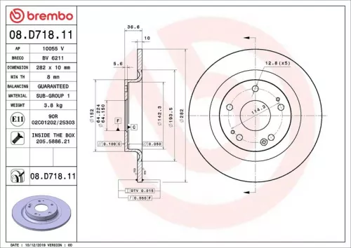 Remschijf BREMBO 08.D718.11)