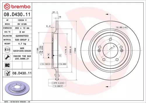 Remschijf BREMBO 08.D430.11)