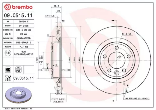 Remschijf BREMBO 09.C515.11)