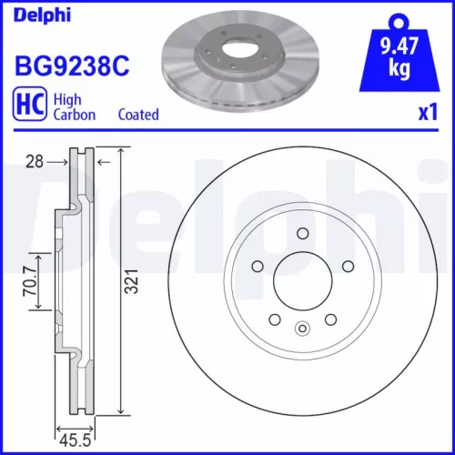 Remschijf DELPHI BG9238C)