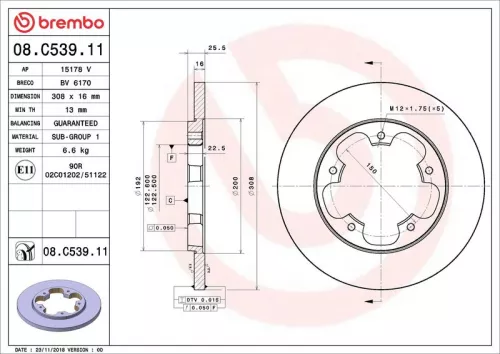 Remschijf BREMBO 08.C539.11)
