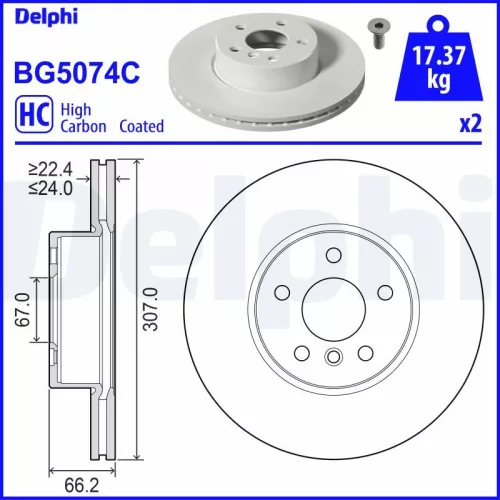Remschijf DELPHI BG5074C)
