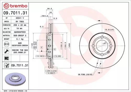 Brake Disc BREMBO 09.7011.31)