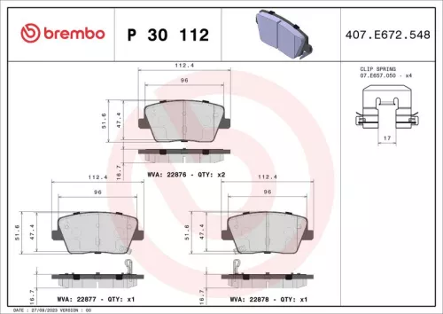 Brake Pad Set, disc brake BREMBO P 30 112)