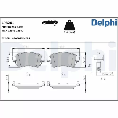 Remblokkenset, schijfrem DELPHI LP3261)
