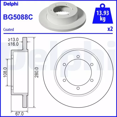 Remschijf DELPHI BG5088C)