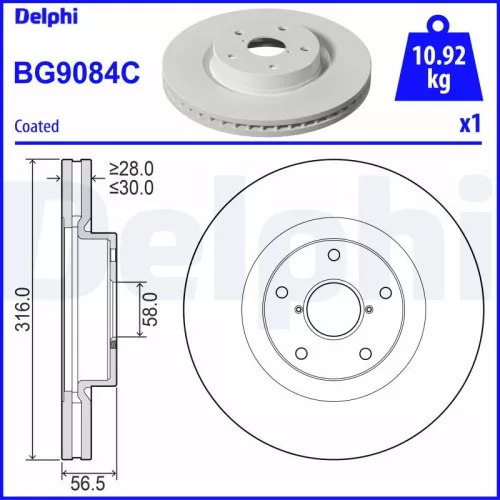 Remschijf DELPHI BG9084C)