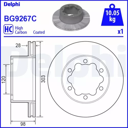 Remschijf DELPHI BG9267C)