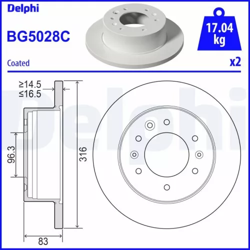 Remschijf DELPHI BG5028C)