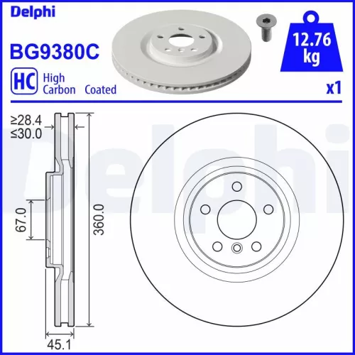 Remschijf DELPHI BG9380C)
