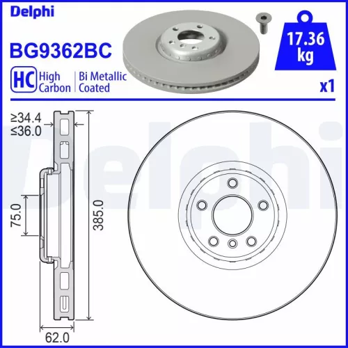 Remschijf DELPHI BG9362BC)
