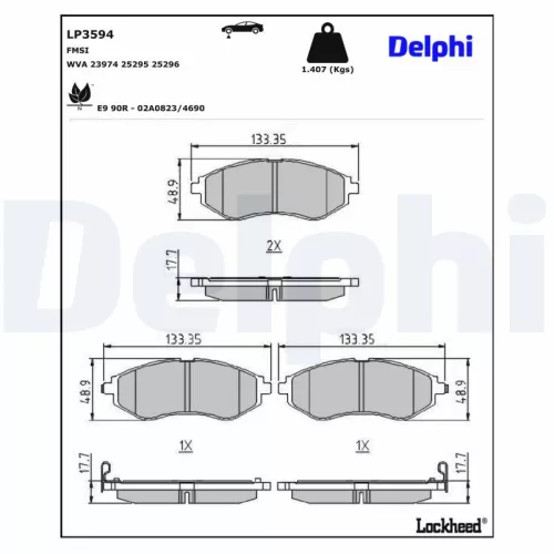 Remblokkenset, schijfrem DELPHI LP3594)