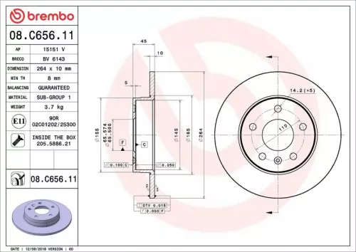 Remschijf BREMBO 08.C656.11)