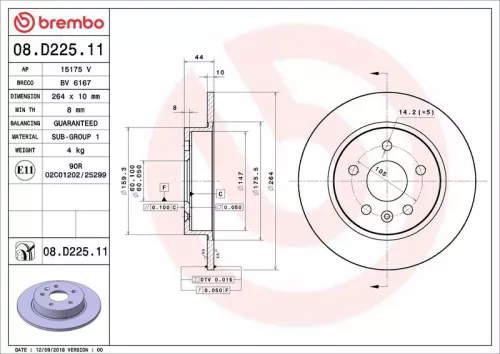 Remschijf BREMBO 08.D225.11)