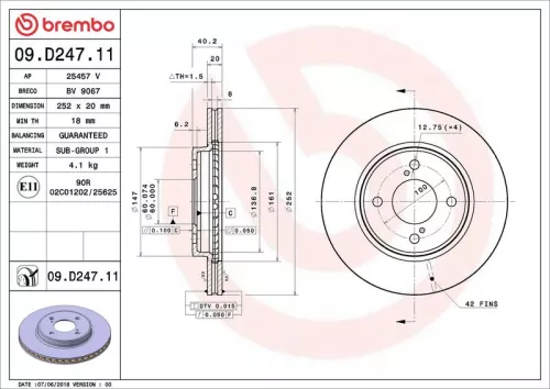 Remschijf BREMBO 09.D247.11)