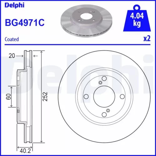 Remschijf DELPHI BG4971C)
