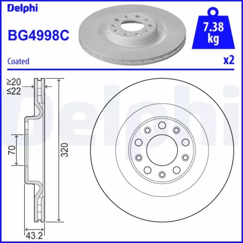 Remschijf DELPHI BG4998C)