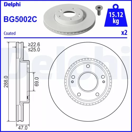 Remschijf DELPHI BG5002C)