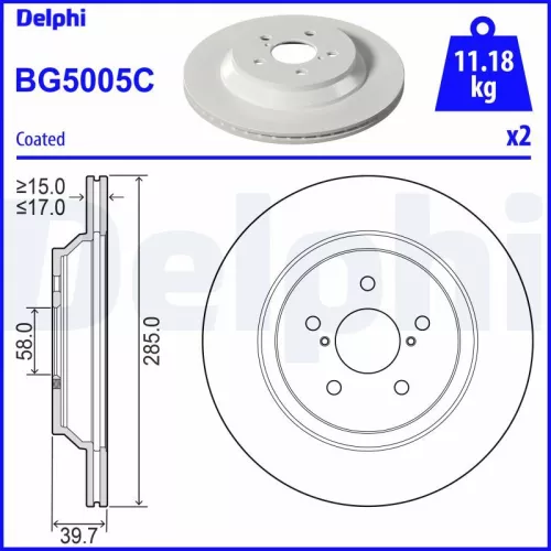 Remschijf DELPHI BG5005C)