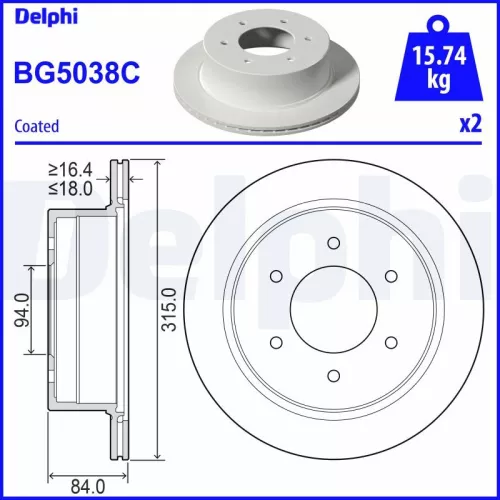 Remschijf DELPHI BG5038C)
