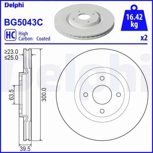 Remschijf DELPHI BG5043C)