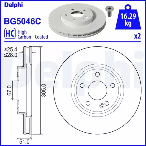 Remschijf DELPHI BG5046C)