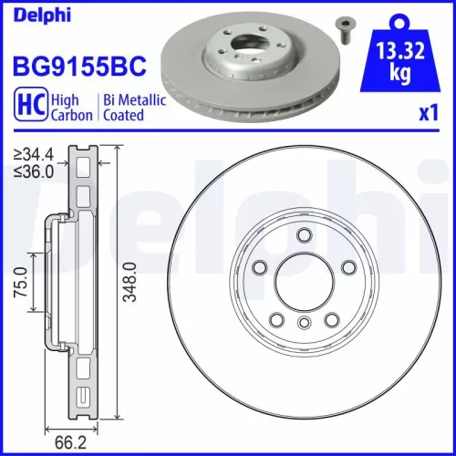 Remschijf DELPHI BG9155BC)
