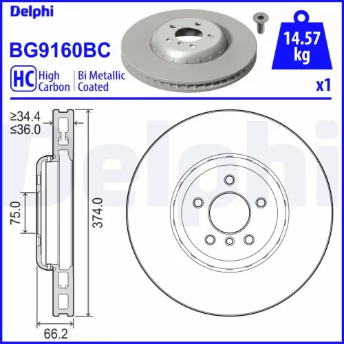 Remschijf DELPHI BG9160BC)