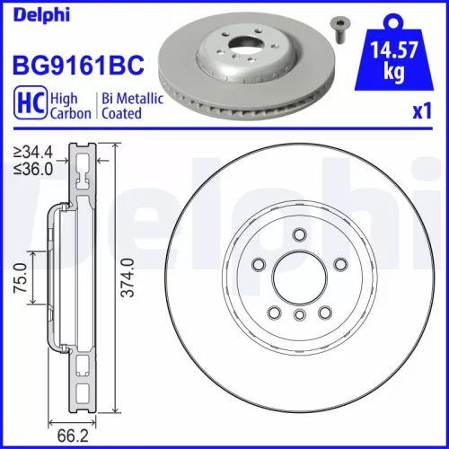 Remschijf DELPHI BG9161BC)