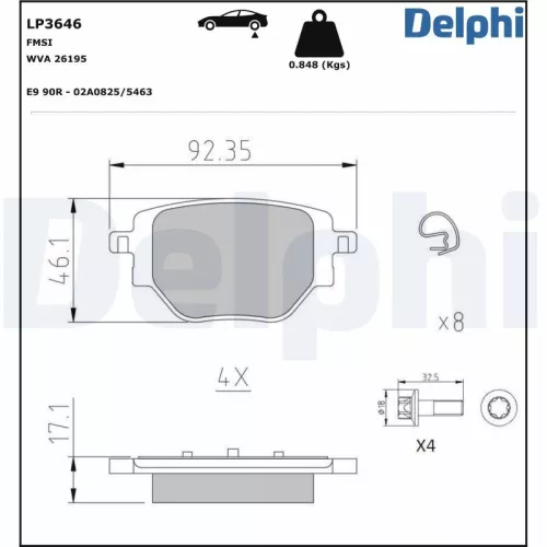 Remblokkenset, schijfrem DELPHI LP3646)