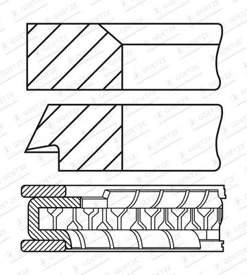 Zuigerveerenset GOETZE ENGINE 08-451600-00)